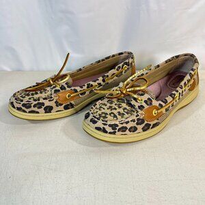 Sperry Top-Sider Leopard Print Boat Shoes Womens Size 9M Coastal Studded Loafers